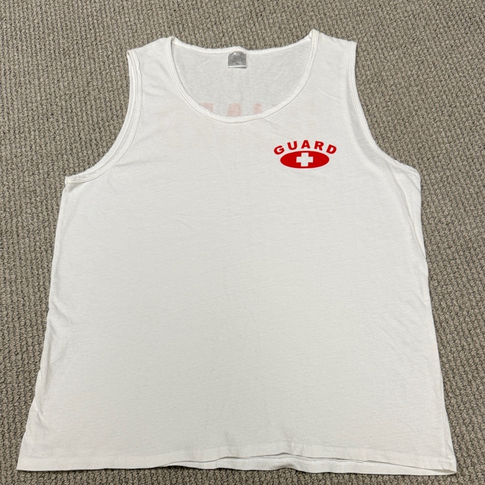 White Lifeguard Logo Tank Top, Size XL